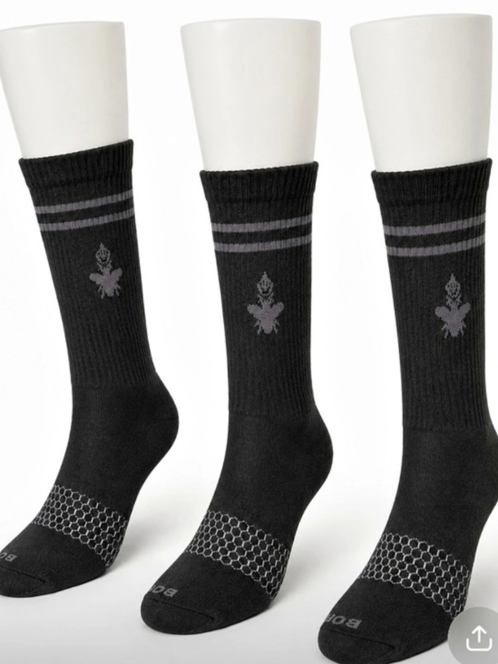 Bombas Crew Socks Black & Gray